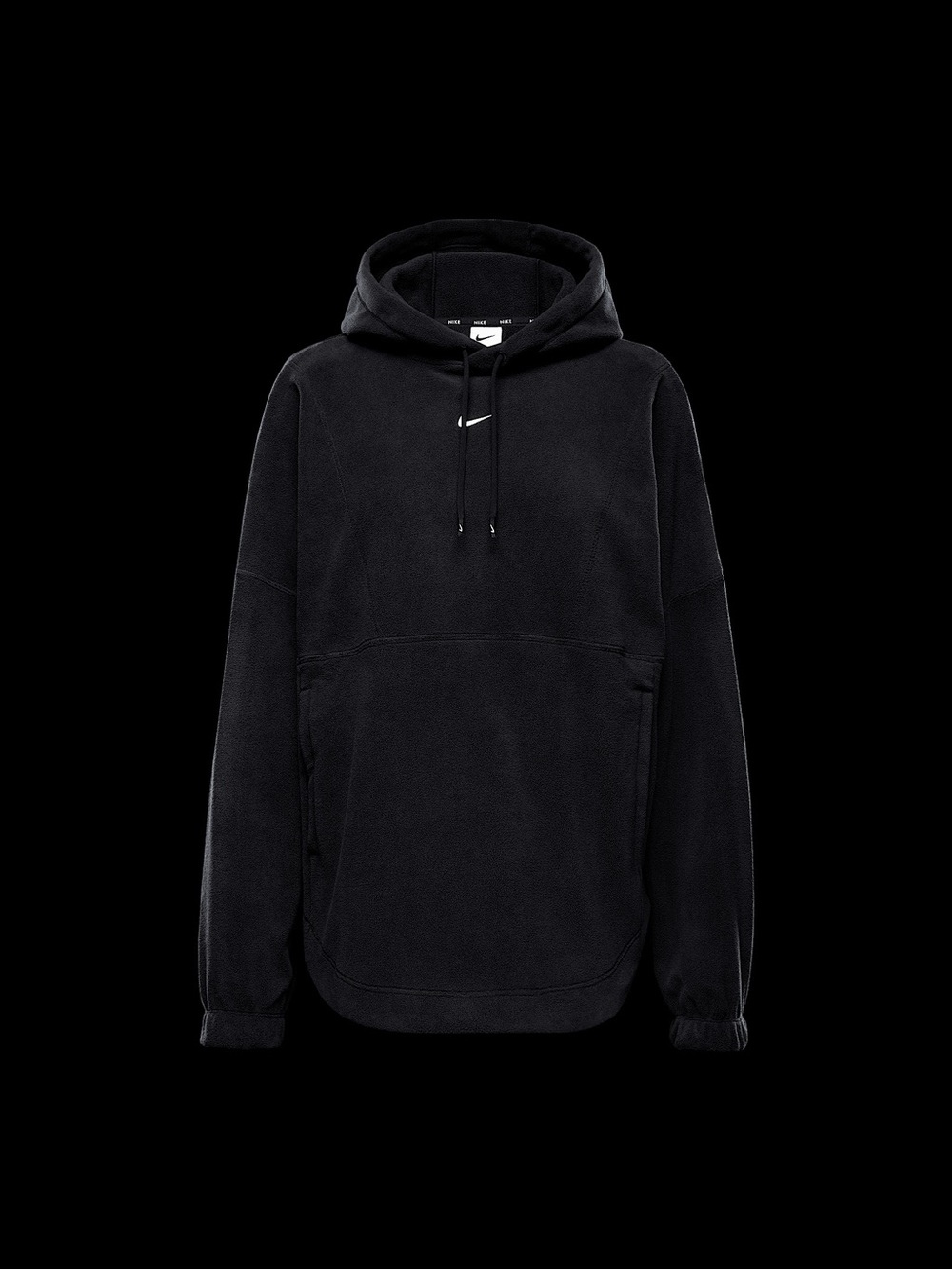 Nike One Women's Oversized Therma-FIT Pullover Fleece Hoodie FV8076-010 Black M